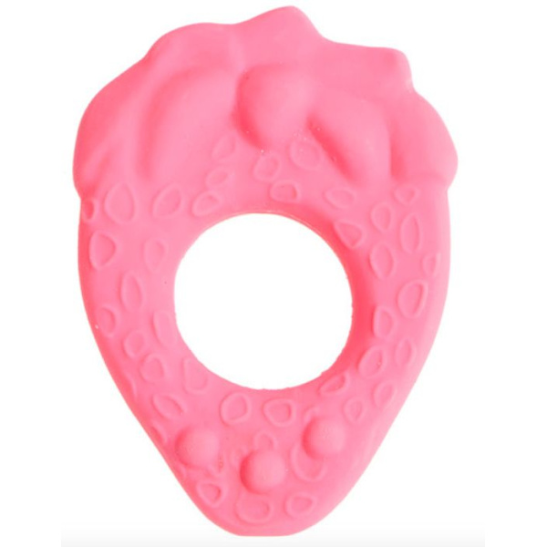 LANCO Mansikkahammasrengas - Vastasyntyneille - Vaaleanpunainen - Tyttö - Luonnonkumi - 6,5x1,5x10 cm Rosa