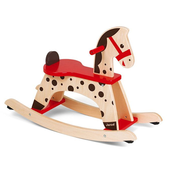 Caramel Wooden Gunghäst - JANOD - Anti-Tilt System - Från 1 år kastanj