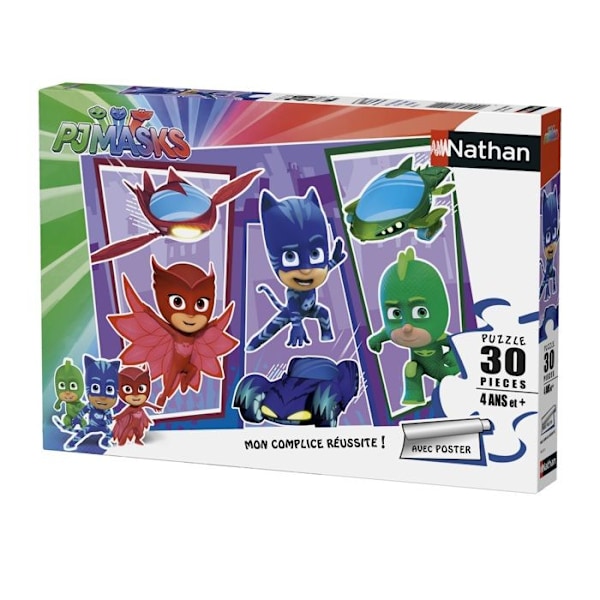 Puzzle Les Pyjamasques 30 palaa julisteella - Nathan - Lapsille alkaen 4 vuotta