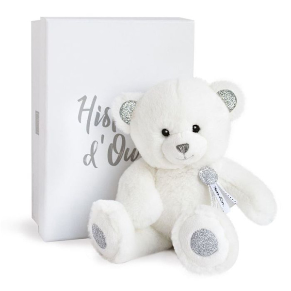 Teddybjörn Doudou et Compagnie Berlocker 24 cm Vit Vit