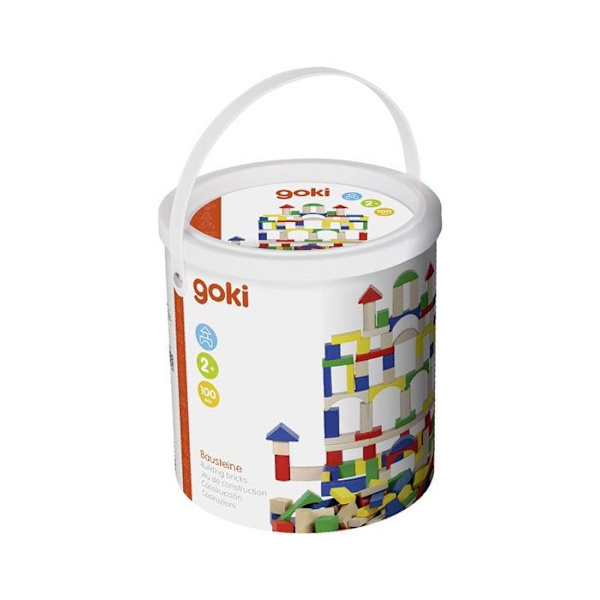 Goki Barrel träkonstruktionskuber 100 stycken Flerfärgad