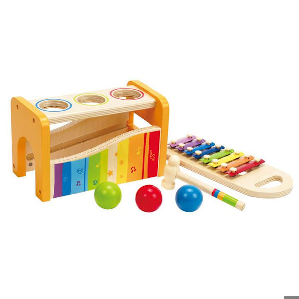 Hape E0305 xylofon hammarbänk - Musikalisk utvecklingsleksak i trä Flerfärgad