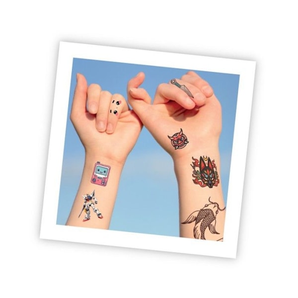 Tilapäiset tatuoinnit - Buki Ranska - 75 Kawaii-tatuointia - Vesiliukoisia - Lapsille - Sekä tytöille että pojille Vit