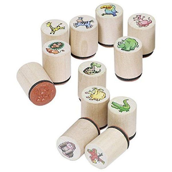 Set med 6 djurstämplar i trä - Märke - Modell - Beige färg - För barn - Blandat Beige