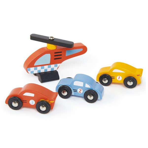 Bilgarage och junior träverkstad - Tender Leaf Toys - 5 stycken - Flerfärgad Flerfärgad