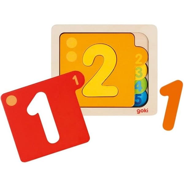Puunen palapeli 5 kerrosta Numerot Goki Röd
