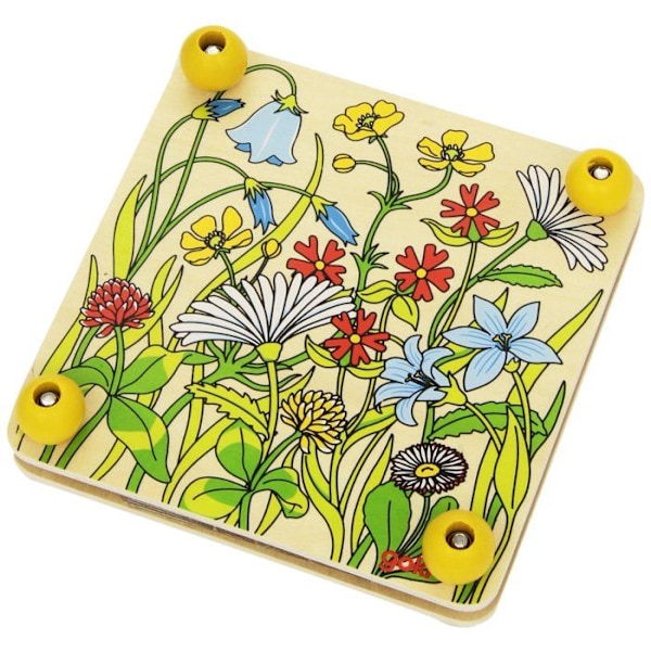 Pressblomma - Goki - Äng - Trä - 6 skivor - 17,5 x 17,5 x 4,5 cm