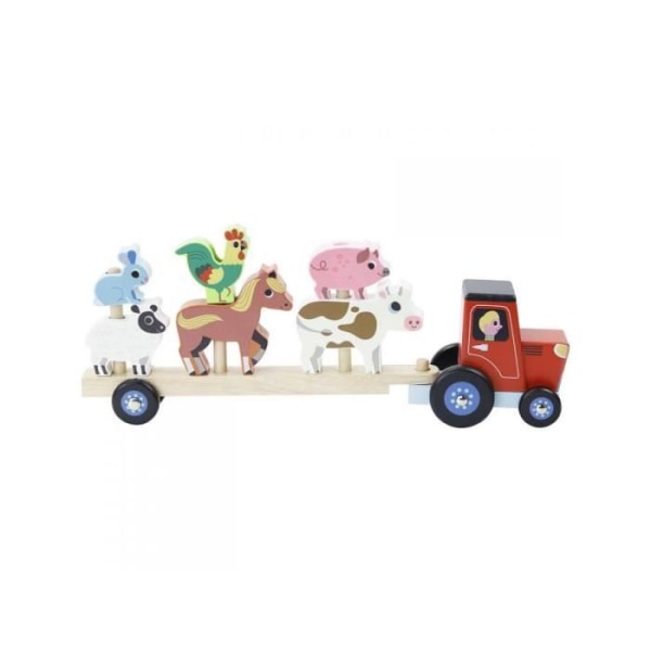 Vilac - Dra med leksak Traktor med djur på släp Empil'animo Ingela P.Arrhenius