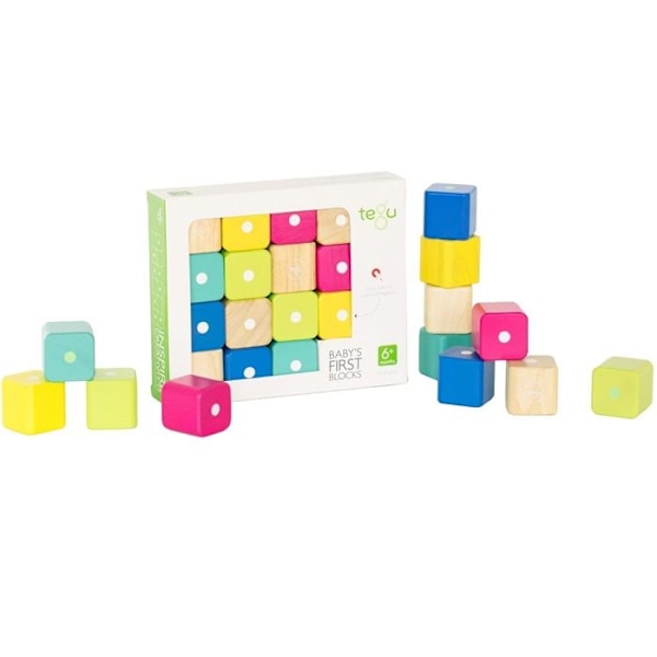 Magnetiset puupalikat - Tegu - Ensimmäiset magneettikuutini - 15 kpl - Valkoinen - Sekä pojille että tytöille Vit