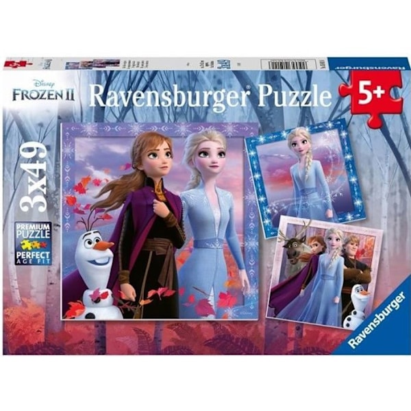 SNÖDrottningen 2 pussel 3x49 bitar - Resan börjar - Ravensburger - Uppsättning barnpussel - Från 5 år Flerfärgad