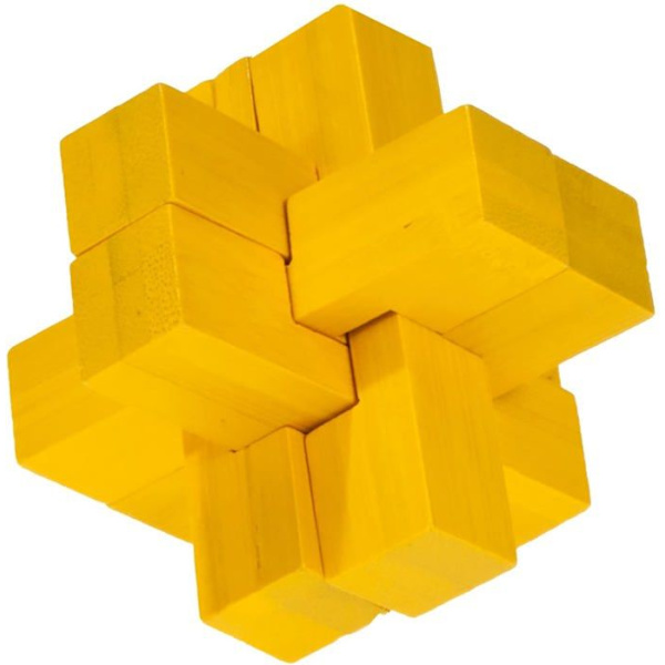 3D Pussel Yellow Cross Block - Märke - Modell - Tillverkad av bambu - För barn och vuxna Gul