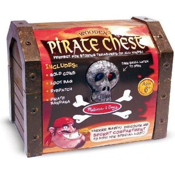 Piratkista i trä - MELISSA &amp; DOUG - Med tillbehör och hemligt fack