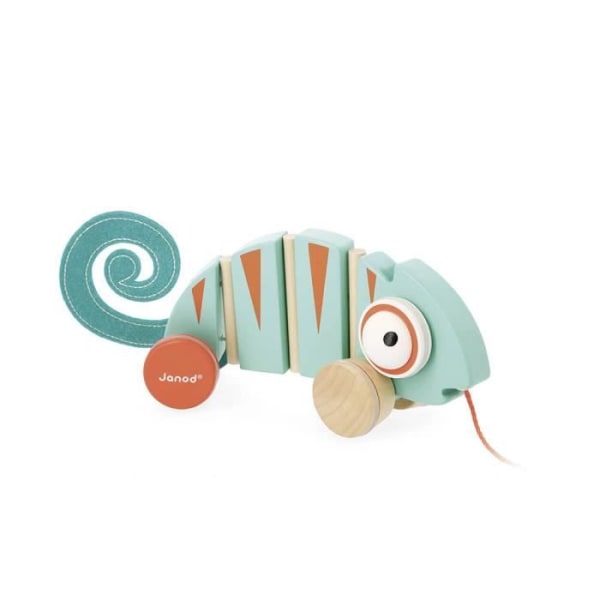 Early Learning Toy - JANOD - Tropik Wooden Pull Chameleon - FSC TM Produkt - Från 12 månader