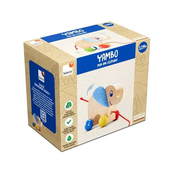 Træk legetøj - Selecta - Yambo - Træelement - Beige - Til babyer fra 12 måneder Beige