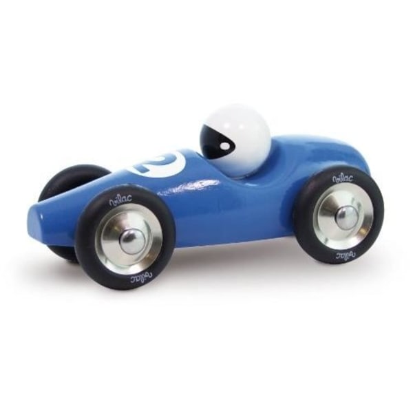 VILAC 2247B Blålackerad massivträ racerbil i miniatyr - 17 cm - För barn från 3 år och uppåt Flerfärgad