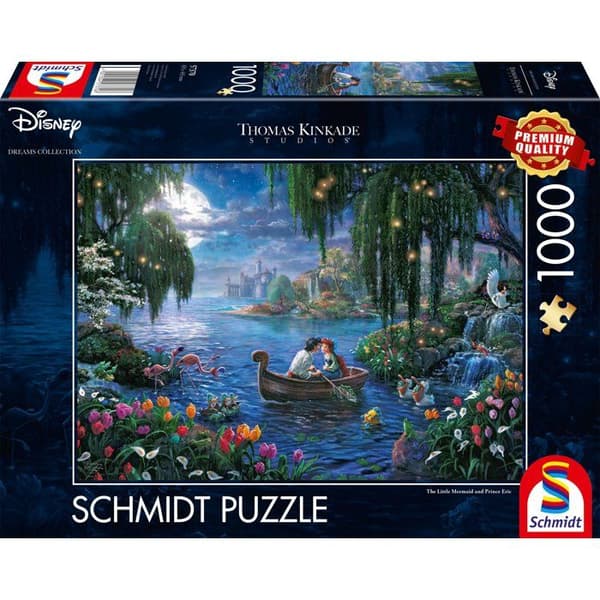 Pussel 1000 bitar - SCHMIDT SPIELE - Thomas Kinkade Studios - Disney - Den lilla sjöjungfrun och prins Eric - 1000 bitar Enfärgad