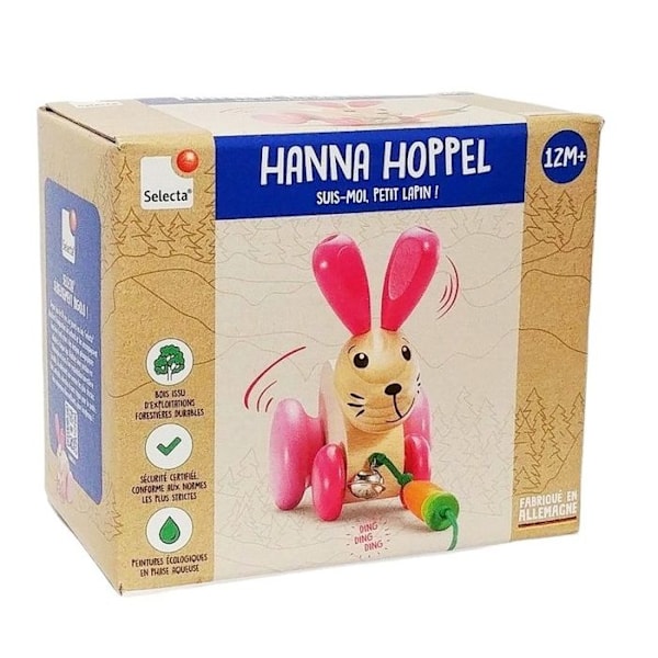 Selecta - Hanna Hoppel träkanin att dra - SCHMIDT Rosa