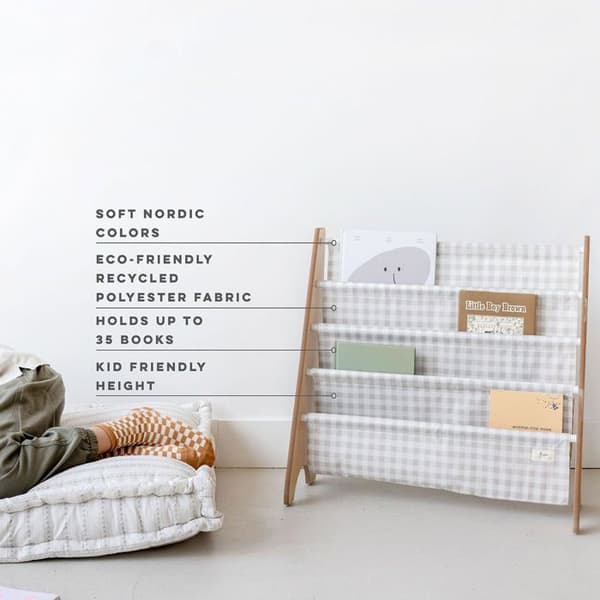 3 Sprouts - Barnbibliotek vichy beige - ELEMENTS FOR KIDS beige