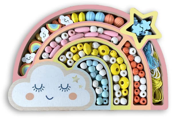 Trälåda med pärlor - SYCOMORE - Regnbåge - Från 4 år Flerfärgad
