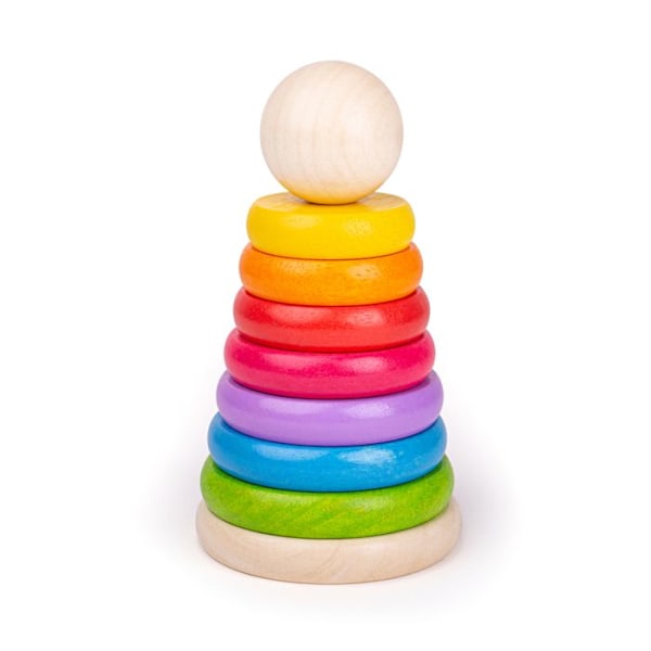 Bigjigs Toys My First Wooden Rainbow Stacker - Staplingsringar Beige