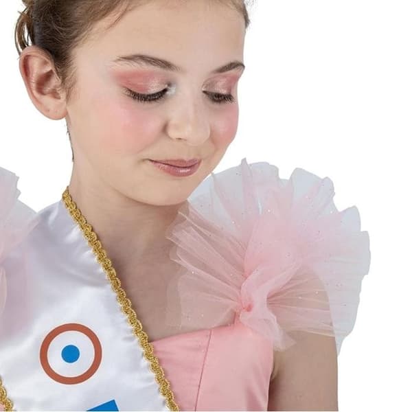 Kostym Klänning Miss Frankrike rosa flicka Ros 9-10 år gammal