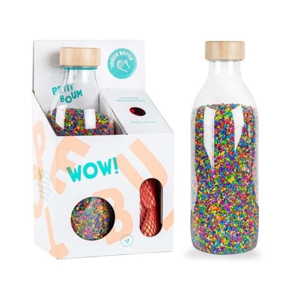 Sensorisk flaska - PETIT BOUM - Touch Ris - Vit - Brun - 1L Brunt och vitt