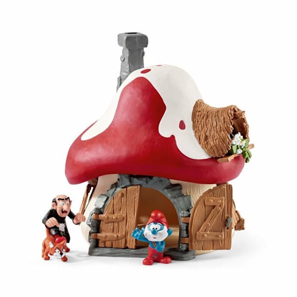 Schleich-hahmo - Smurffien talo kahdella hahmolla - Smurffi ja Gargamel Flerfärgad