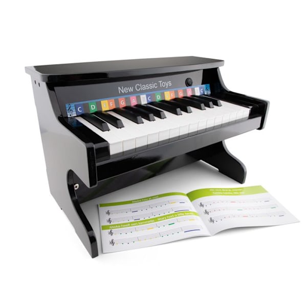 Sähköpiano junior - New Classic Toys - 41 x 25 cm - Musta puu - 25 kosketinta - Vahvistin