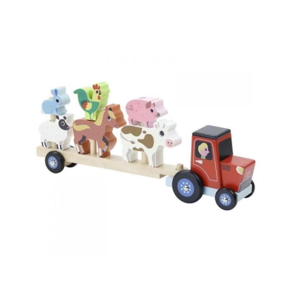 Vilac - Dra med leksak Traktor med djur på släp Empil'animo Ingela P.Arrhenius