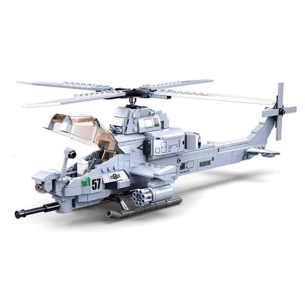 Sluban - Modellbyggstenar - Attackhelikopter - KID DISTRI Grå