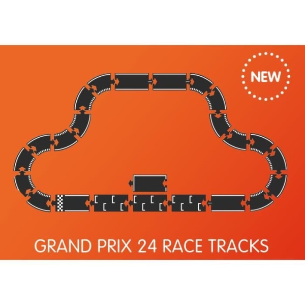 Flexibel krets för bilar - Waytoplay - Grand Prix krets - 24 delar - Orange, blå, röd och svart