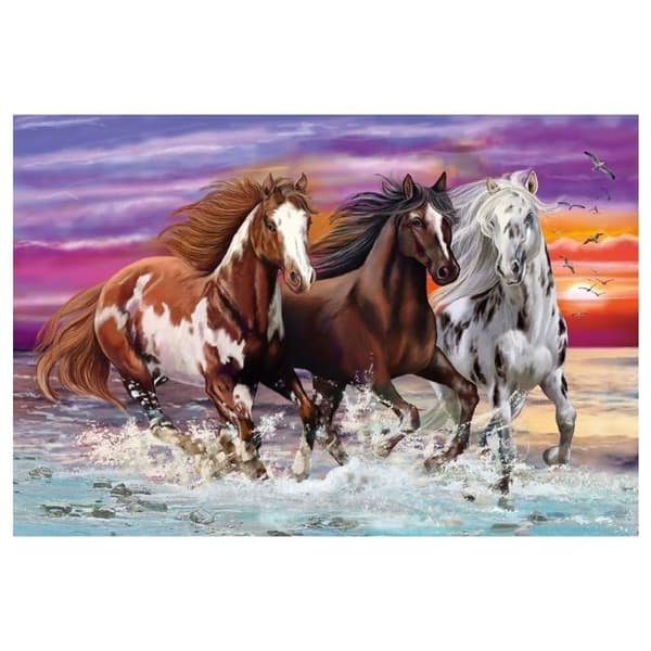 Puzzle Dyr - SCHMIDT - Trio af vilde heste - 200 brikker - Lilla - Barn Violett