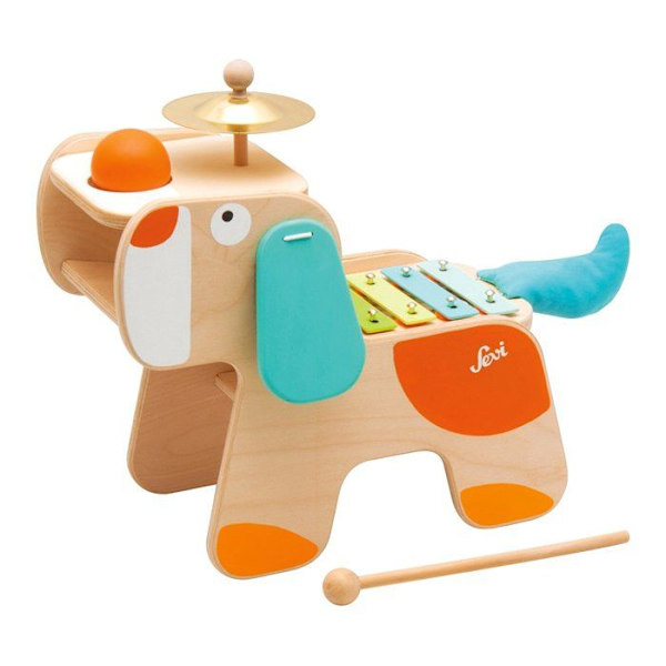 Trudi Sevi 82840 Koiran musiikkipöytä - Musiikkilelu 3-vuotiaille lapsille - beige, ruskea ja sininen Brunt och blått