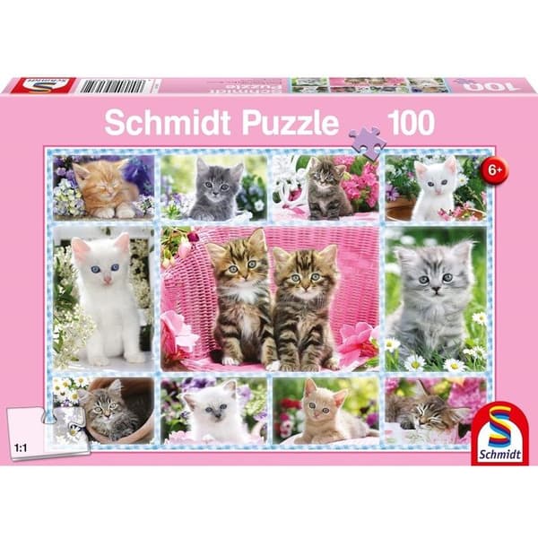 Puzzle Katte - SCHMIDT SPIELE - 100 dele - Blandet Rosa