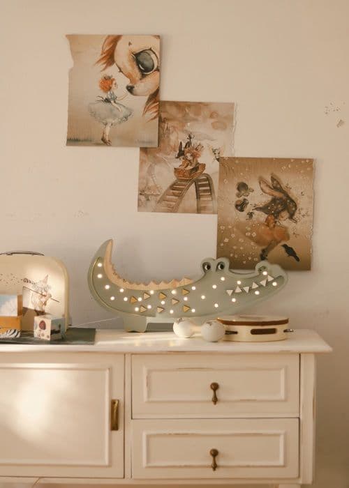 Little Lights - Krokodille Nattelys Kaki Pastel Grön