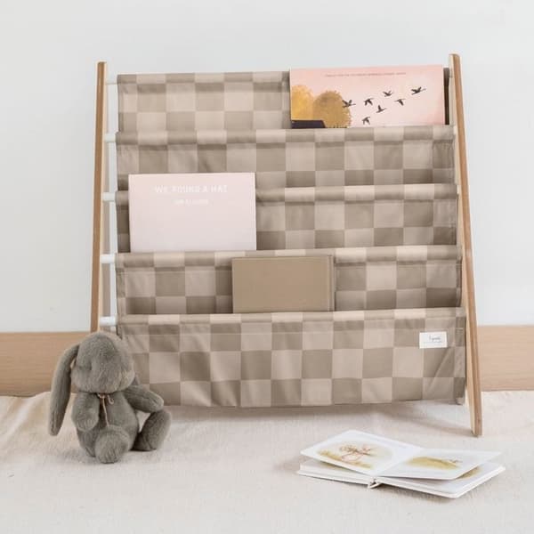 3 Sprouts - Børnebibliotek ternet beige - ELEMENTER TIL BØRN beige
