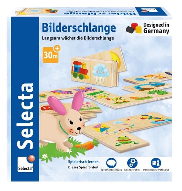 Matchspil - SELECTA - Billedslanger - 20 træplader - 2 spillere eller flere - 3 år og op Beige