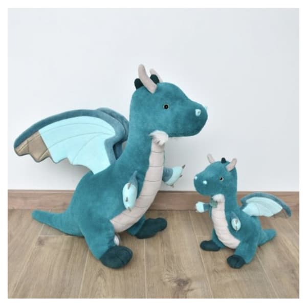 Histoire d'Ours - Emerald Dragon Plush 40 cm - DOUDOU ET COMPAGNIE Blå