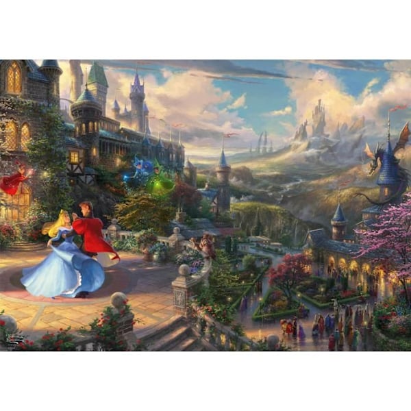 Talonpalapeli 1000 palasta: Thomas Kinkade: Kaunotar ja hirviö, tanssi lumotussa valossa, Dis Säg Unik färg