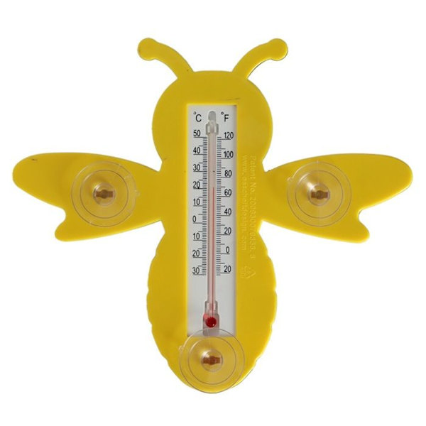 Termometer - Getingtermometer - Gul - Plast - 22,2 x 3 x 19,5 cm - Sugkoppar Gul