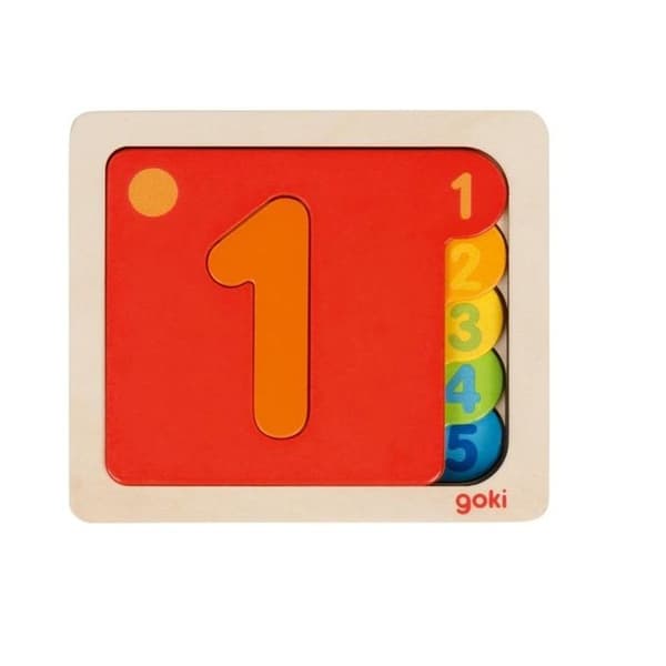Træpuslespil 5 lag Tal Goki Röd