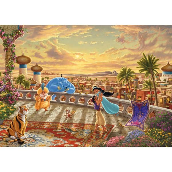 1000 palan palapeli - SCHMIDT SPIELE - Thomas Kinkade Studios - Disney - Jasmine tanssimassa aavikon auringonvalossa - 1000 kpl Blå