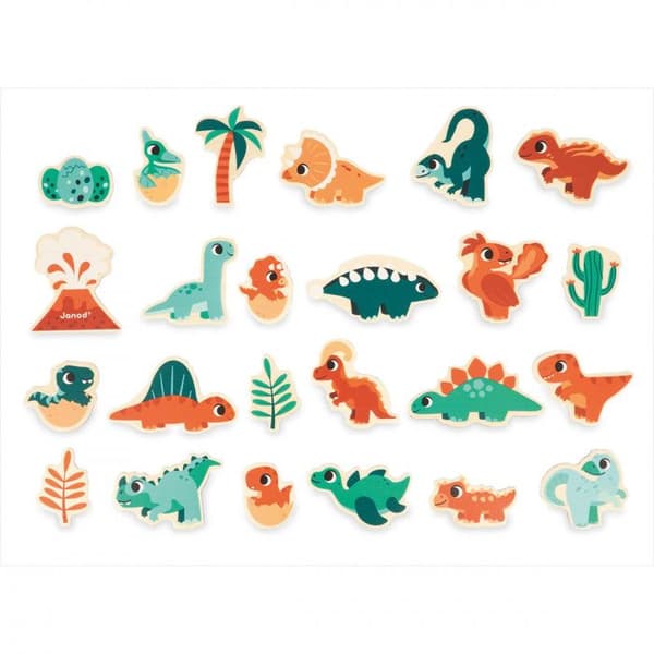 DINO - MAGNETIT DINO 24 KPL Orange, grøn og blå