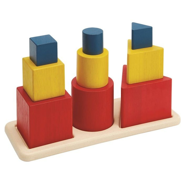 Plan Toys - 3-format passande pussel - BYXA Röd