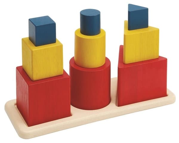 Plan Toys - Puslespil med 3 former - TROUSSELIER Röd