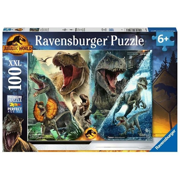 Ravensburger - Puzzlesaurus Jurassic World 3 100 palaa XXL Blå