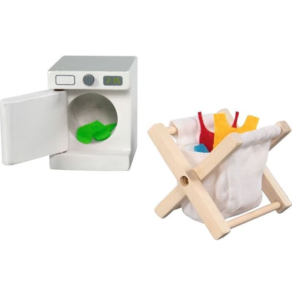 Miniature møbler - GOKI - Goki - Vaskerum sæt til dukkehus - Træ og tekstil - 29 dele beige