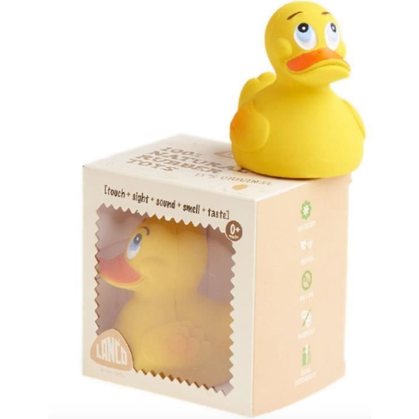 LANCO Duck Bath Toy - Naturgummi - Gul - Från födseln