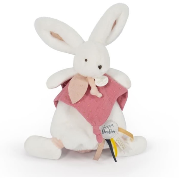 Doudou et Compagnie - Doudou Rabbit - 25 cm - Vit / Terracotta Pompom Rabbit - Presentidé - Happy Boho - Happy Doudou To You