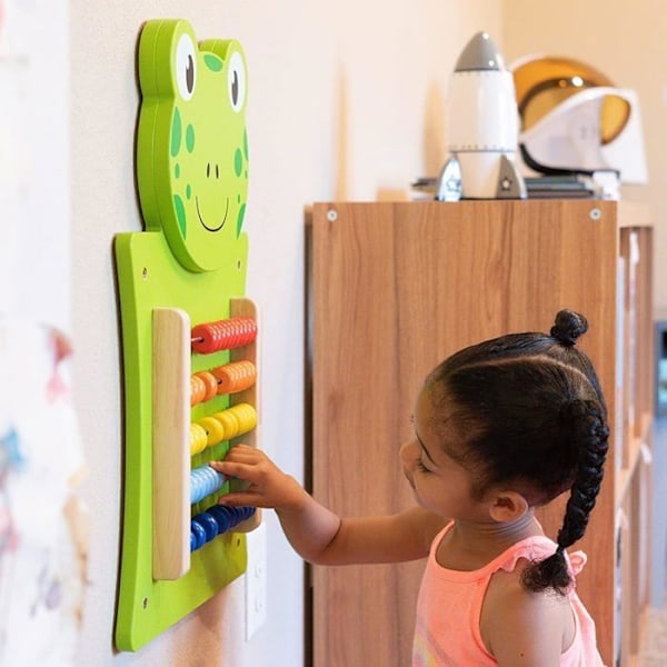Väggaktivitetspanel - Viga Toys - Groda - Trä - 5 rader pärlor - 12 månader och uppåt Grön